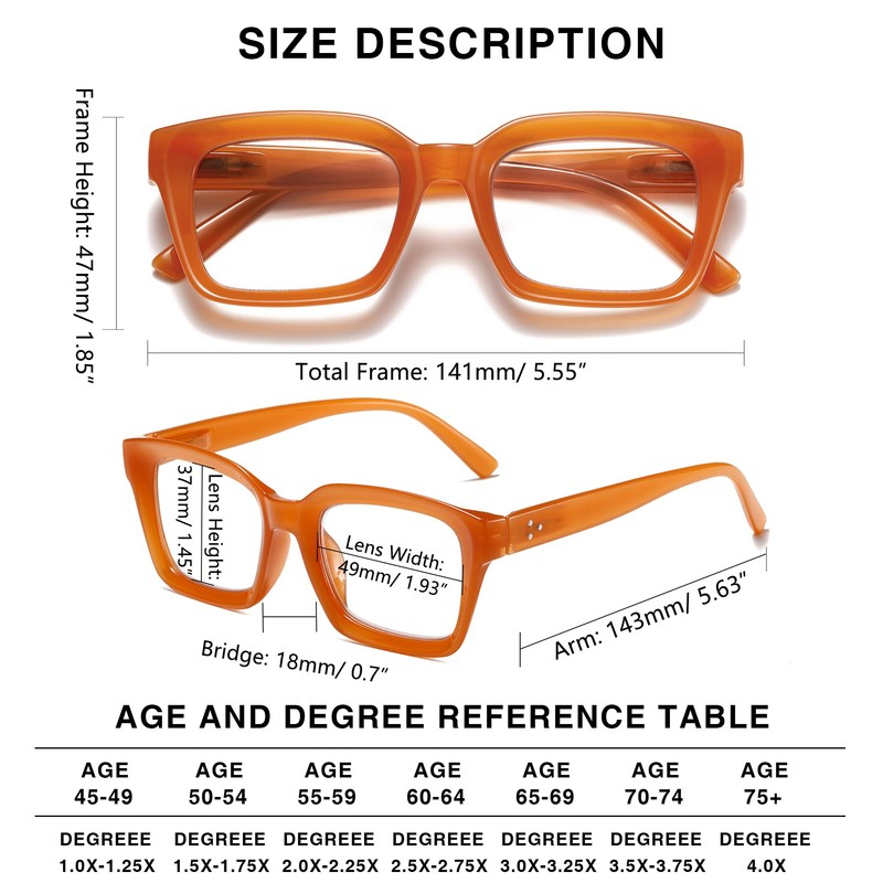 Readers for Women Oprah Style Square Reading Glasses with Spring