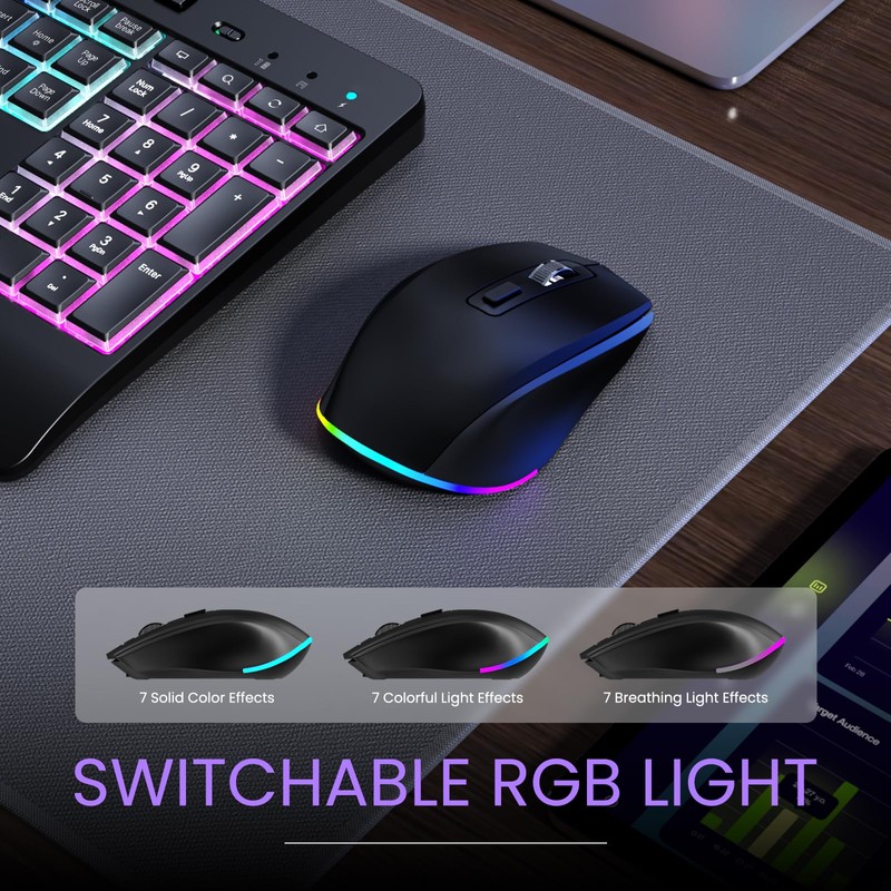 Wireless Keyboard and Mouse Combo- VEILZOR 2.4G Rechargeable Keyboard with