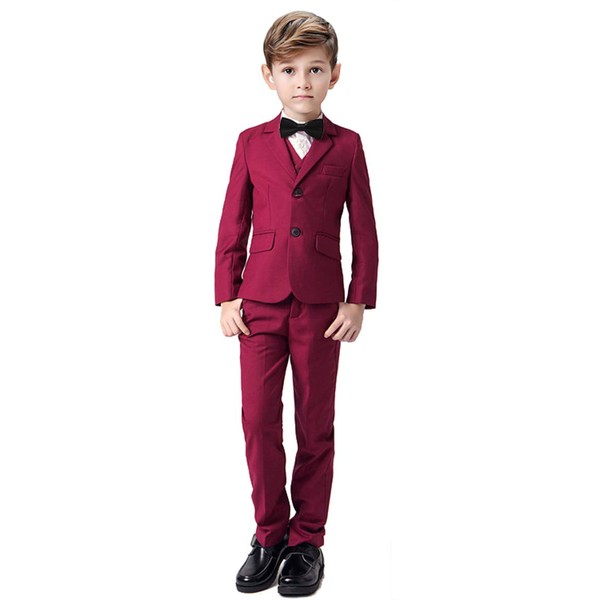 Boys Suits Toddler Kids Tuxedo Suit Red 5 Pieces Adjustable