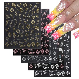Nail Seals, Flower Set, 10 Pieces, Hibiscus, Nail Stickers, Ultra Thin, Just Stick, Flower Pattern, 3D, Cute, Gel Nail, Nail Art, Decoration, Flower, Popular, Stylish, Nail Design, Spring and Summer,