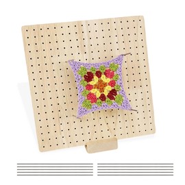 9.25 inches Wooden Crochet Blocking Board, Granny Square Blocking Board crochet with 10 pins for Knitting Accessories Gift for Crocheters