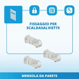 Wall Mount with Clamp for Towel Radiators and Horizontal Tubular Radiators with a Pipe Diameter of 22 mm, Load Capacity up to 75 kg, Transparent