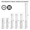 Mayouko 6PCS 3/8"Drive Thin Wall Magnetic Swivel Spark Plug Socket,