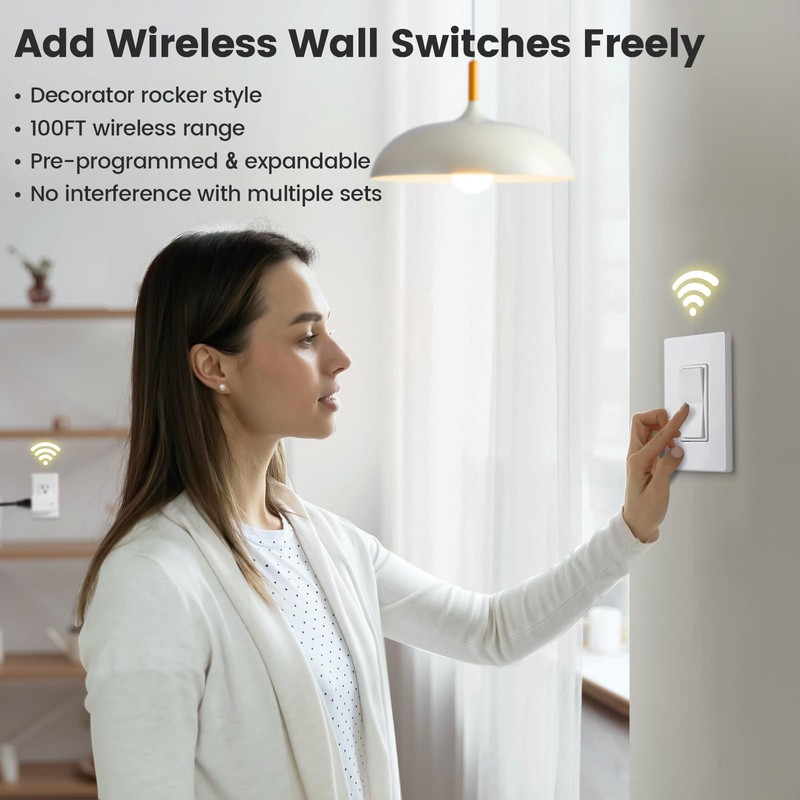 SURAIELEC Wireless Light Switch, Remote Control Outlet, Decorator Rocker Wall