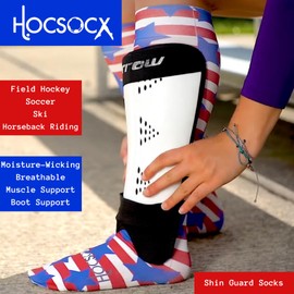 Hocsocx - Calcetines de forro de rendimiento morado, protección que absorbe la humedad, para hockey sobre campo, fútbol, esquí, equitación, talla L, Just Purple, L