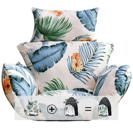 Rkufoze Egg Chair Cushion, Hanging Basket Chair Cushions with Pillow, Soft Outdoor Swing Cushions Replacement with Waterproof Patio Egg Chair Covers (Hawaii)