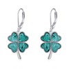 ONEFINITY Four Leaf Clover Earrings 925 Sterling Silver Turquoise Clover