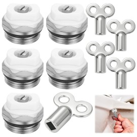 5 Stück Heizkörper Entlüftungsventil, Kühler Entlüftungsventil 1/2 zoll mit 5 Entlüftungsschlüssel, Kupfer Heizungsventil, Heizungsentlüftungsschlüssel für Manuelle Entlüftung