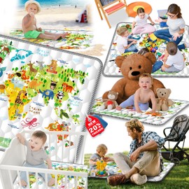 Baby Play Mat, Baby Mat for Floor, 50x50 Playpen Mat, Thicken Soft Playmate for Baby Infant Toddler Kids, Baby Tummy Time Play Mat, Baby Play Mats for Floor, Foldable and Machine Washable (World Map)