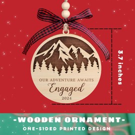 Engagement Gifts for Couples - Gifts for Newly Engaged Couples - Happy Engagement Gifts for Her, Bride, Bride to Be - Engagement Christmas Ornament 2024 - Engagement Gift - Wood Engagement Ornament