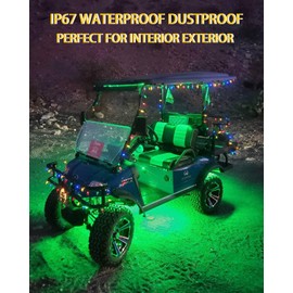 YM E-Bright Green Led Strip Lights for Cars, 10.6 inch 27CM 5050 15 SMD Waterproof Car Underglow Lights Motorcycles Boat Decoration Led Interior Exterior Lights Strip,DC-12V, Pack of 4