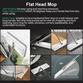 JOYMOOP Flat Mop Head, 13-inch Mop-Head with 13-inch Microfiber Mop Pad Replacement, 1 Pack (Head Only)