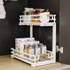 BXINREDA Under Sink Organizers and Storage, 2 Tier Slide Out Under Sink Organizers And Storage (1 Pack-white)
