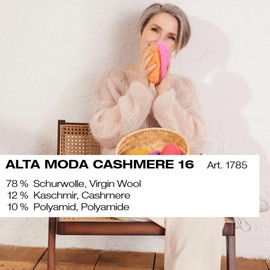 LANA GROSSA Alta Moda Cashmere 16, Finest 16 Micron Merino Wool with Cashmere Content, Hand Knitting Yarn Made from 78% Virgin Wool (Merino), 12% Cashmere and 10% Polyamide (Nylon), 50 g for Knitting,