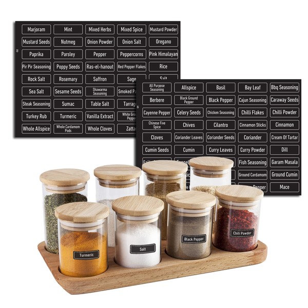 colortouch Spice Labels for Jars, Spice Stickers, 90 Pcs, Waterproof Spice Jar Labels Preprinted for Kitchen Organization and Pantry Storage, Black Seasoning Sticker, Sticky, Washable, Rectangle