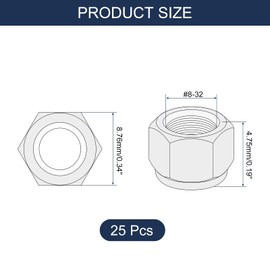 sourcing map 25Pcs 5/16"-18 Nylon Insert Hex Lock Nuts, 304 Stainless Steel Self-Locking Nylon Insert Stop Nut for Industrial Construction Fasteners, Silver&White