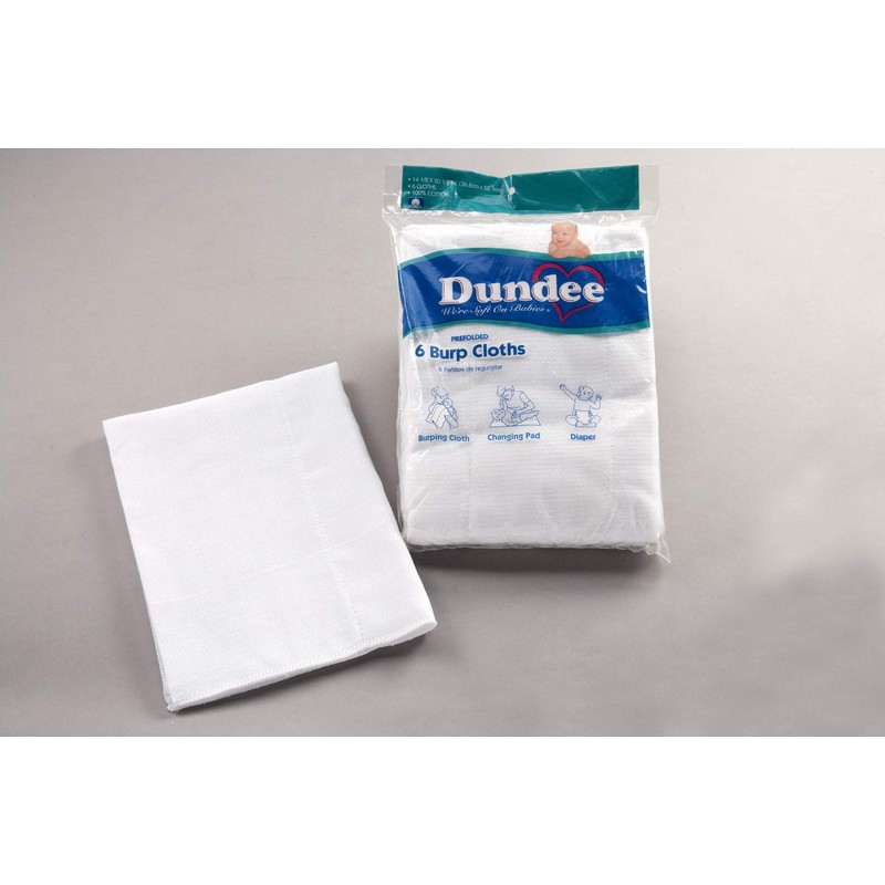 Dundee Burp Cloths/Diapers, White , 14.5x20.5 Inch (Pack of 6)