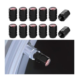 Mandark Car Tire Valve Stem Caps, 12PCS Aluminum Corrosion Resistant Wheel Air Pressure Stem Cover Set, Dustproof Automotive Tyre Accessories, Universal for Truck, Motorcycle, SUV(Black/Style C)