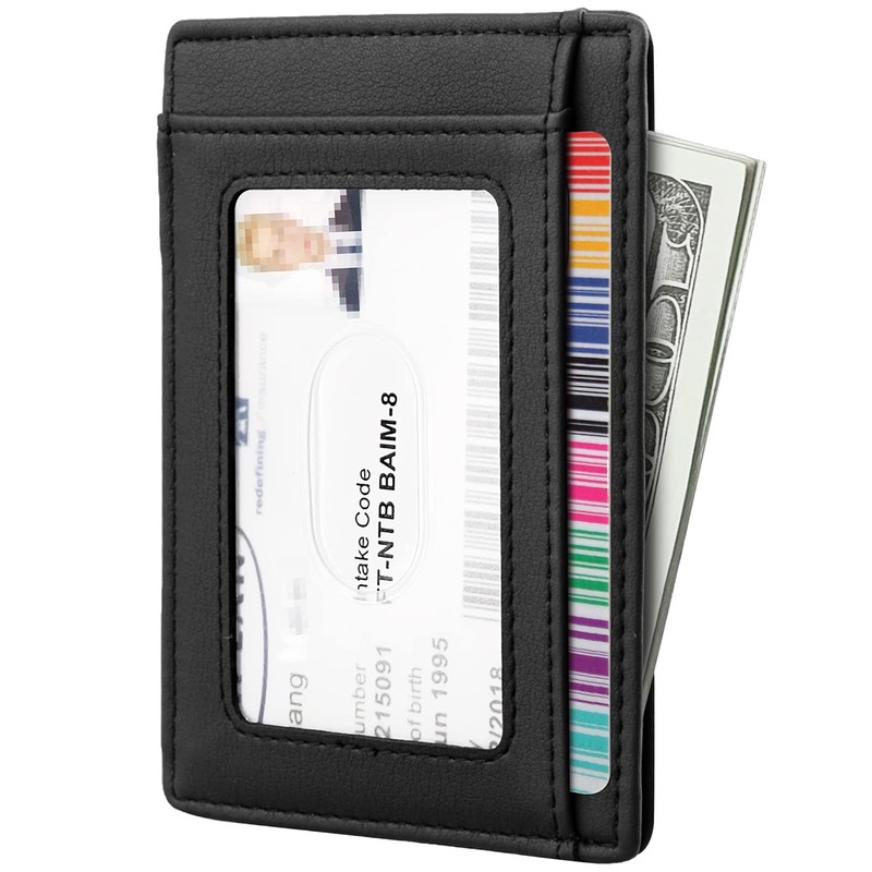 Travelambo Front Pocket Minimalist Leather Slim Wallet RFID Blocking Medium