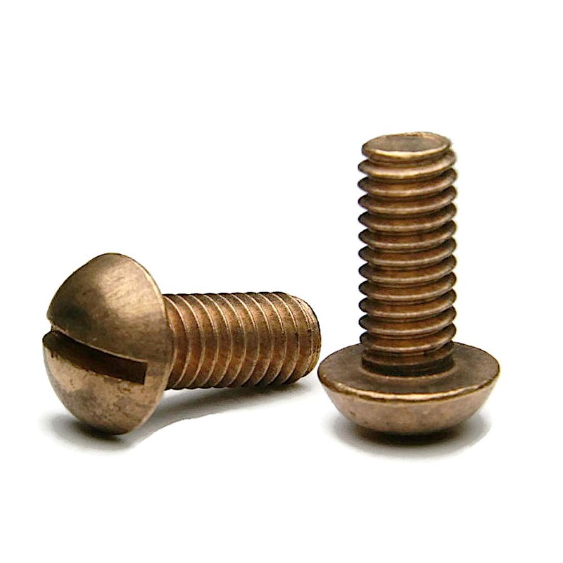 Silicon Bronze Slotted Round Head Machine Screws #10-32 x 5/8"