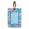 Lilly Pulitzer Leatherette Luggage Tag with Secure Strap, Colorful Suitcase