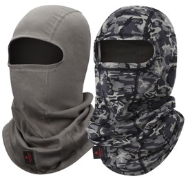 LANLFY 2PCS FR Face Mask Balaclava Fireproof for Industrial Work Motorcycle Riding Wildfire Protection Windproof UV Resistant Lightweight Comfortable Safety Gear Camo/Grey One Size