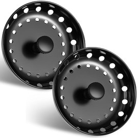Retisee 2 Pcs Kitchen Sink Stopper Strainer Stainless Steel Drain Strainers for Universal 3-1/2 Inch Kitchen Sink Drain Replacement(Matte Black)