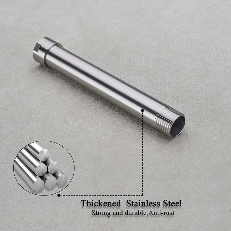 Brushed Nickel Shower Arm Extension, Female to Male 1/2 Inch