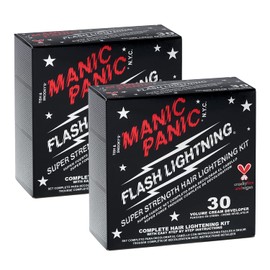 MANIC PANIC Flash Lightning Hair Bleach Kit - Bleach Powder + 30 Volume Developer - Hair Lightener for Dark Shades - Lifts Up to 5 Levels - Achieve Medium to Light Blonde - Vegan & Cruelty-Free (2 pk)