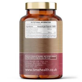 Acerola Cherry Extract Capsules - Natural & Wholefood Vitamin C - UK Manufactured - Zero Stearates or Flow Agents (120 Capsule Pouch)