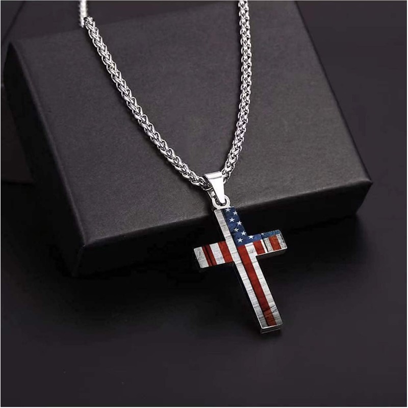 Cross Pendant Necklace For Mens Women Jewelry Religious Pendant Chain
