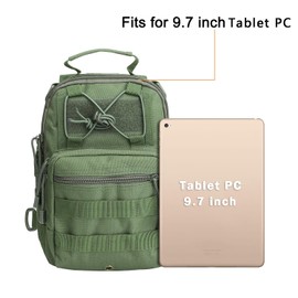 G4Free Tactical EDC Sling Bag, Military Sport Shoulder Backpack Crossbody Daypack Satchel for Hiking Hunting Trekking Fishing(Army Green)