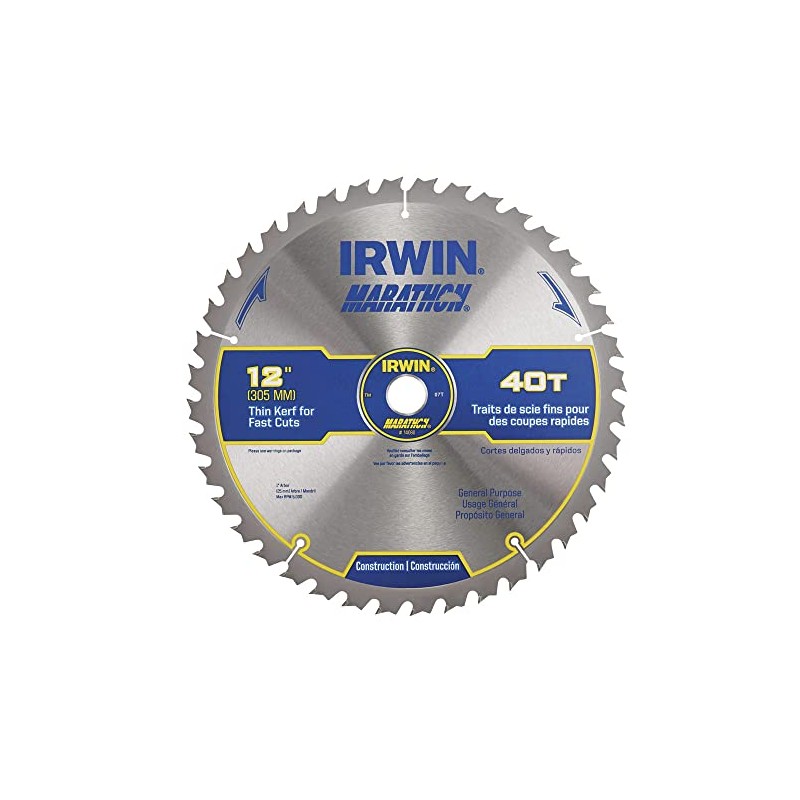 IRWIN Tools MARATHON Carbide Table/Miter Circular Blade, 12-Inch, 40T (14080)