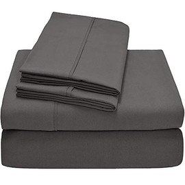 Best-Bedding Short Queen Sheets 60 x 75 Inches Dark Grey Solid 4 PCs RV Sheet Set 8 Inches Deep for RV Mattress Ultra Soft Natural 100% Cotton 600-Thread-Count Stronger Durable RV Sheet Set