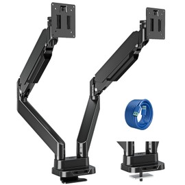 ErgoFocus Dual Monitor Mount Fits Max 39" Computer Screen, Hold 4.4-33 lbs Each Ultrawide Desk Mount, Adjustable Gas Spring Double Monitor Arm, Monitor Stand for 2 Monitors with USB, VESA