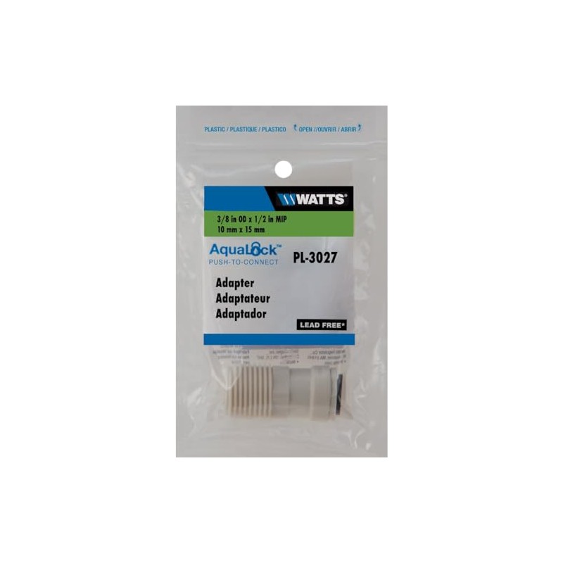 Watts 1001-0608 AquaLock Plastic Mini Series, 3/8" OD x 1/2"