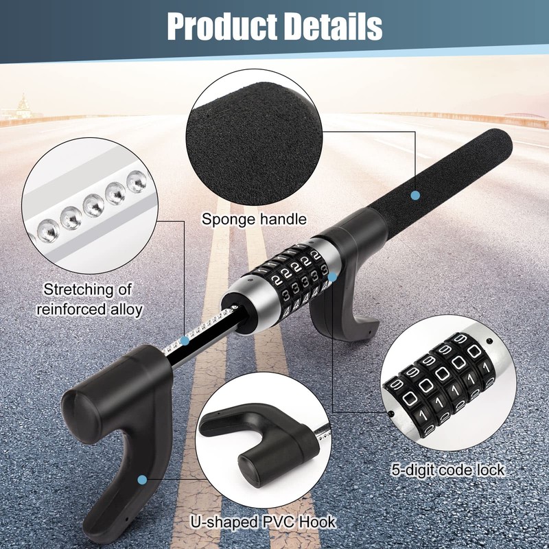 5 Digital Combination Car Steering Wheel Lock, LAMA Password Code