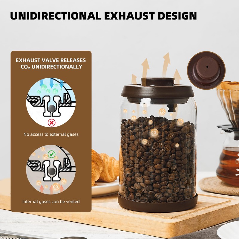 Tourdeus Glass Coffee Container - 900ml x 2 Pop Top