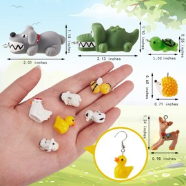 WEWAYSMILE 30 Pcs 15 Style Resin Charms Cute Animal Pendant, Resin DIY Animal Farm Charms, Resin Duck Charms Pendants, for Jewelry Making Making Keychain Crafts, 2pcs/style