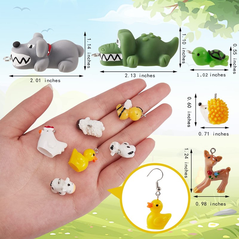 WEWAYSMILE 30 Pcs 15 Style Resin Charms Cute Animal Pendant,