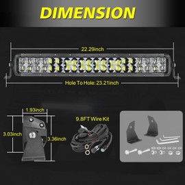 20 Inch LED Light Bar Kit, AKD Part 200W 5D Lens Offroad Driving Light Spot Flood Combo Double Row LED Work Light Super Bright Bumper Grille Light Bar for Truck Pickup SUV UTV ATV Boat