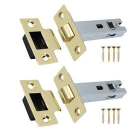 Tubular Latches Mortice Door Latch | Brass Plated | 3 Inch / 78mm | Pack of 2