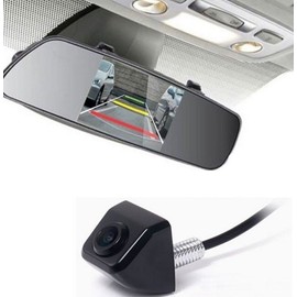 Factory Style Rear Backup Camera and 4.3 Inch Mirror Screen Kit for Vehicles
