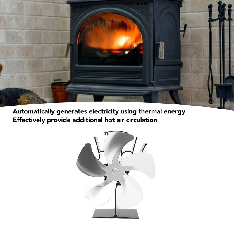 5 Blade Heat Powered Stove Fan Fireplace Fans Self Generating