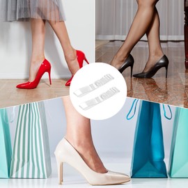 KALIOEN 5 Pairs Adjustable Transparent Invisible High Heel Shoelaces, Elastic Replacement Ankle Heel Straps, Anti Loose Ankle Straps with Clear Buckle for Women Girls Holding Loose High Heel,2 Sizes