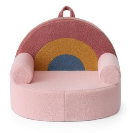 Blissful Diary Toddler Chair Comfy, Foam Kids Chair with Soft Teddy Plush, Toddler Reading Chair with Cute Arclet Designs- Blush Pink