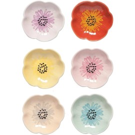 Now Designs Flower Shaped Stoneware Pinch Bowl, Set of 6,Bowls