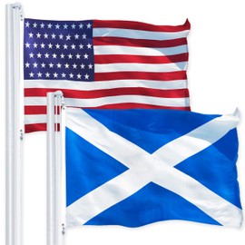 G128 Combo Pack: USA American Flag 3x5 Ft 150D Printed Stars & Scotland (Scottish) Flag 3x5 Ft 150D Printed