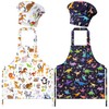 GROBRO7 4Pcs Kids Apron and Chef Hat Set Gift for