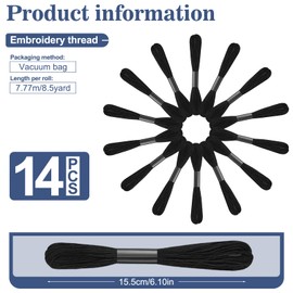 14 Skeins Black Embroidery Threads 120 Yards Friendship Bracelet String for Beginners Embroidery Floss for DIY Bracelet Making